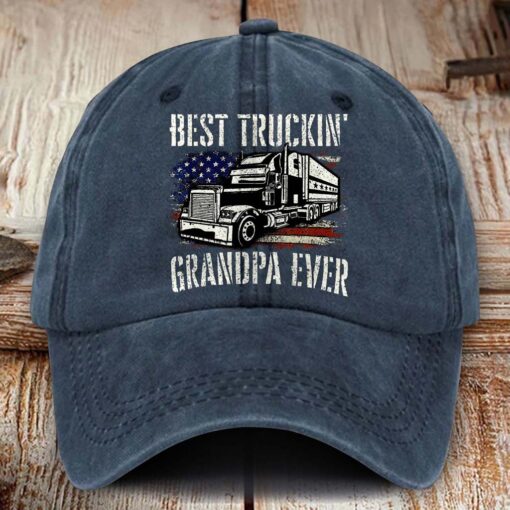 Truck Driver Washed Denim Print Cap MQHM5280402 - Image 3