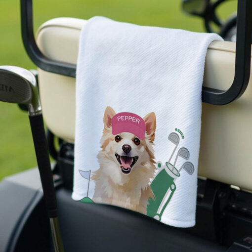 Custom Pet Golf Towel Using Pet Photo + Pet Name Personalized Dog Golf Towels Custom Cat Golf Towels Personalised Dog Towel Custom Cat Towel QFTD5280402 - Image 2