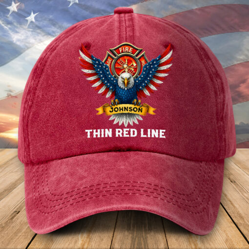 Personalized Firefighter Distressed Washed Cotton Printed Hat UKTZ5180405 - Image 3