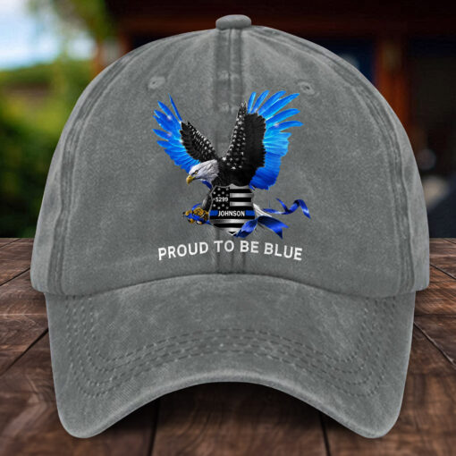 Personalized Police Distressed Washed Cotton Printed Hat UKHH5020402 - Image 4
