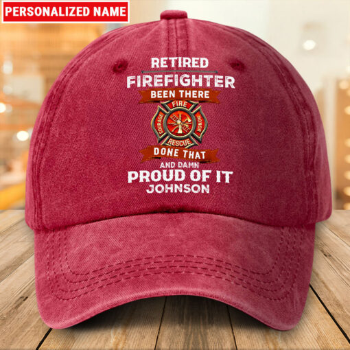Personalized Firefighter Distressed Washed Cotton Printed Hat UKTZ5180403 - Image 2