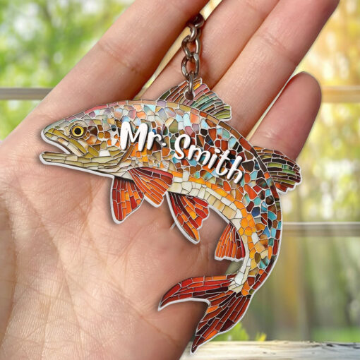 Brown Trout Acrylic Suncatcher, Brown Trout Hanging Window, Lake Trout Fishing Hanging, Fly Fishing Gift, Rustic Lake, Lodge and Cabin Decor THHH5240404 - Image 2