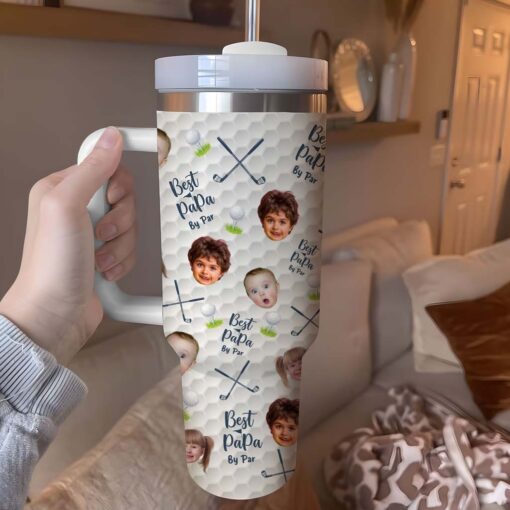 Custom Face Kids Photo 40 Oz Tumbler, Custom Best Dad By Par Tumbler For Dad, Father's Day Gift For Dad, Father, Tumbler For Golf Lover QFHM4210507 - Image 5