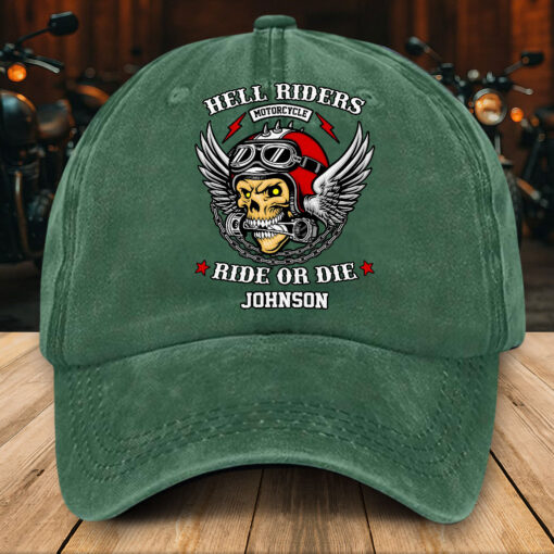 Personalized Distressed Washed Cotton Motorcycle Printed Hat UKTZ5280402 - Image 4