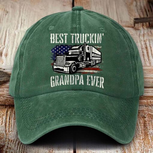 Truck Driver Washed Denim Print Cap MQHM5280402 - Image 4