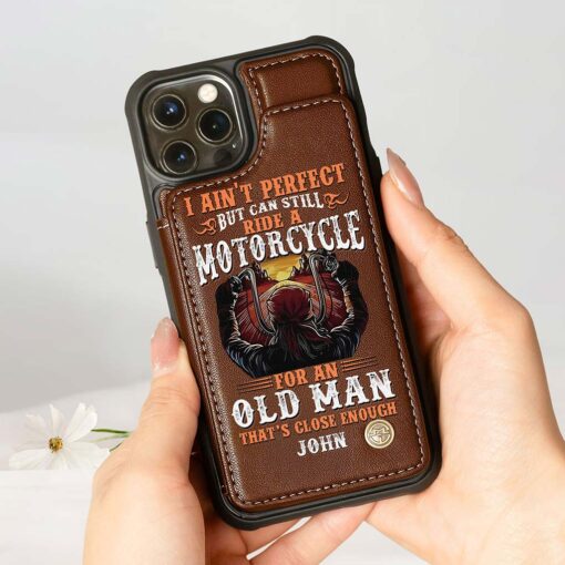 Personalized Motorcycle Leather Flip Wallet Phone Case, Gift For Biker UKND5260406 - Image 4
