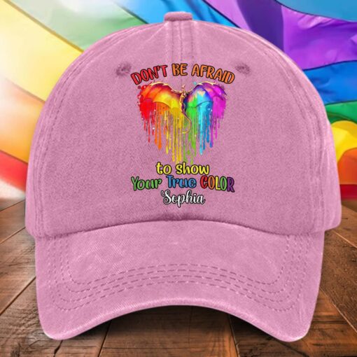 Personalized Distressed Washed Cotton LGBT Printed Hat UKHA5110403 - Image 6