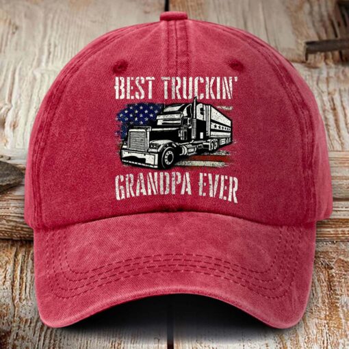 Truck Driver Washed Denim Print Cap MQHM5280402 - Image 5