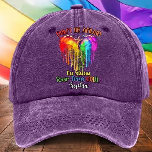 Personalized Distressed Washed Cotton LGBT Printed Hat UKHA5110403 - Image 5