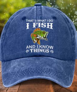 Fishing Distressed Washed Cotton Hat, That's what i do I fish and i know things hat NPTD5260401