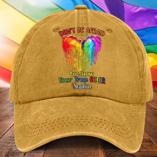 Personalized Distressed Washed Cotton LGBT Printed Hat UKHA5110403 - Image 4