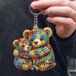Custom Autism Bear Mom And Kid Acrylic Keychain THHM5110404