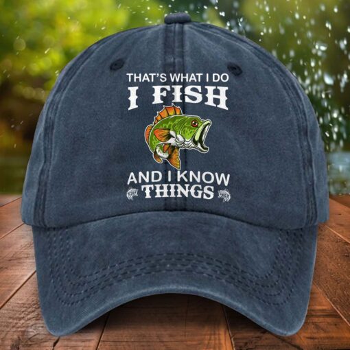 Fishing Distressed Washed Cotton Hat, That's what i do I fish and i know things hat NPTD5260401 - Image 3