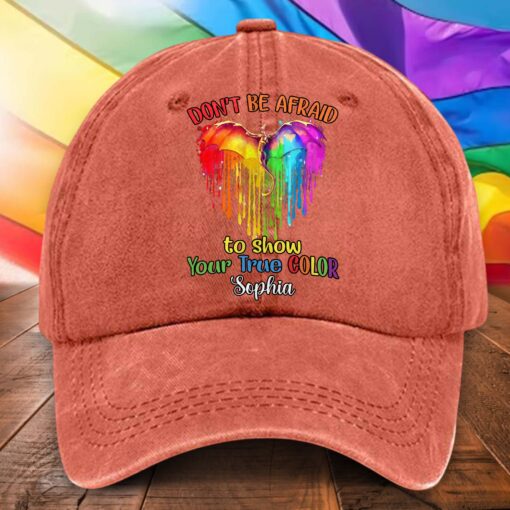 Personalized Distressed Washed Cotton LGBT Printed Hat UKHA5110403 - Image 3