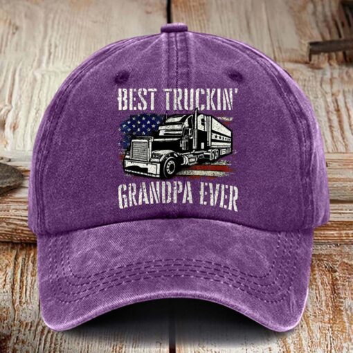 Truck Driver Washed Denim Print Cap MQHM5280402 - Image 7