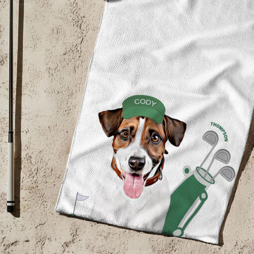 Custom Pet Golf Towel Using Pet Photo + Pet Name Personalized Dog Golf Towels Custom Cat Golf Towels Personalised Dog Towel Custom Cat Towel QFTD5280402 - Image 3