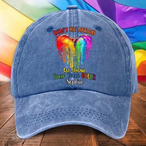 Personalized Distressed Washed Cotton LGBT Printed Hat UKHA5110403 - Image 2