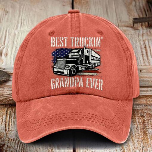 Truck Driver Washed Denim Print Cap MQHM5280402 - Image 8
