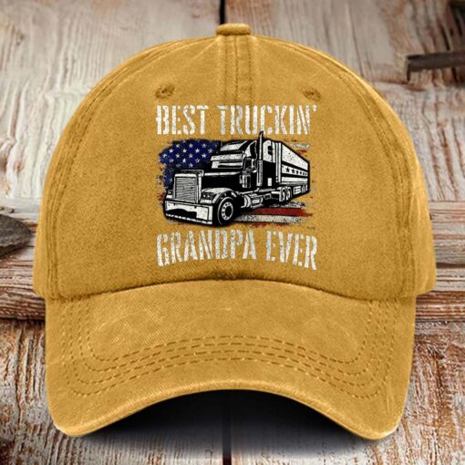 Truck Driver Washed Denim Print Cap MQHM5280402 - Image 9