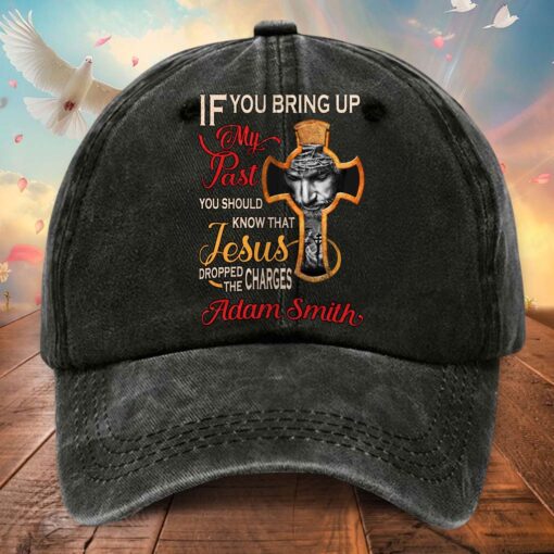 Personalized Jesus Washed Denim Print Cap QFTD5010401
