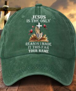 Personalized Jesus Washed Denim Print Cap QFTD5010404