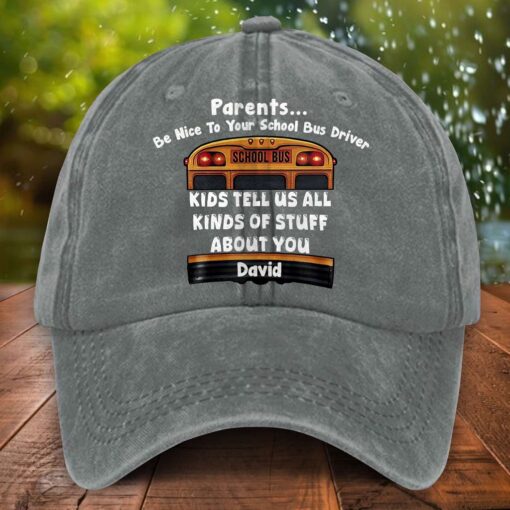 Custom Bus Driver  Distressed Washed Cotton Printed Hat UKTD5290401 - Image 3