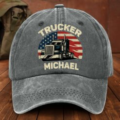 Truck Driver Washed Denim Print Cap MQNT5250404