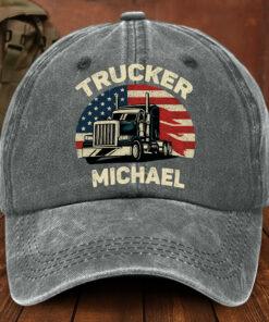 Truck Driver Washed Denim Print Cap MQNT5250404