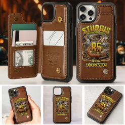Personalized Motorcycle Leather Flip Wallet Phone Case UKTZ5060504