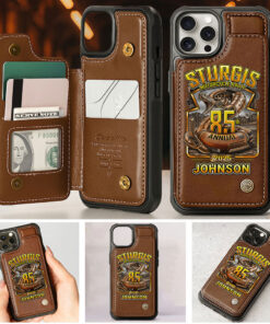 Personalized Motorcycle Leather Flip Wallet Phone Case UKTZ5060504