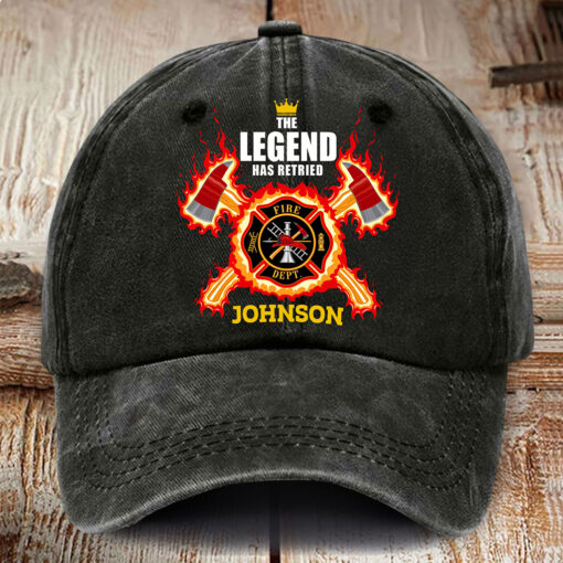 Personalized Firefighter Distressed Washed Cotton Printed Hat MQTO5090504