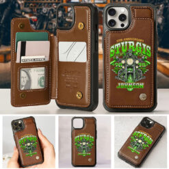 Personalized Motorcycle Leather Flip Wallet Phone Case UKTZ5060503