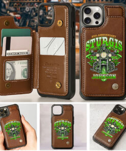 Personalized Motorcycle Leather Flip Wallet Phone Case UKTZ5060503