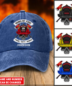 Personalized Firefighter Distressed Washed Cotton Printed Hat UKTZ5130503