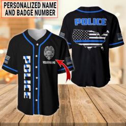 Custom Police Baseball Jersey, Thin Blue Line American Flag Shirt MQTZ5220503