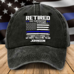 Personalized Retired Police Distressed Washed Cotton Printed Hat QFTZ5300501