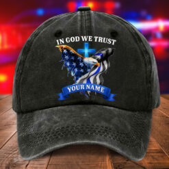 Personalized Police Distressed Washed Cotton Printed Hat MQHA5220501