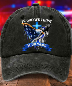 Personalized Police Distressed Washed Cotton Printed Hat MQHA5220501
