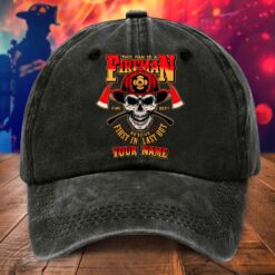 Personalized Firefighter Distressed Washed Cotton Printed Hat MQHA5230502