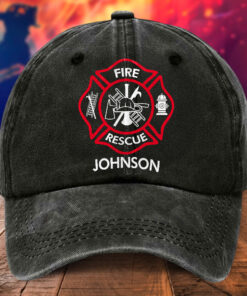 Personalized Firefighter Distressed Washed Cotton Printed Hat MQHA5240503