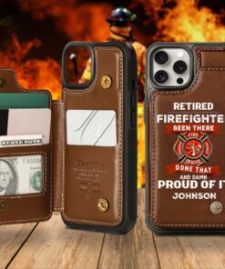 Personalized Firefighter Leather Flip Wallet Phone Case, Gift For Fireman, Retired Firefighter Gift UKHM5060503