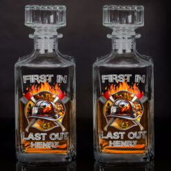 Custom Name Firefighter First In Last Out Whisky Bottle THHH5260501