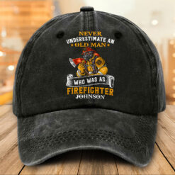 Personalized Firefighter Distressed Washed Cotton Printed Hat MQTO5220504