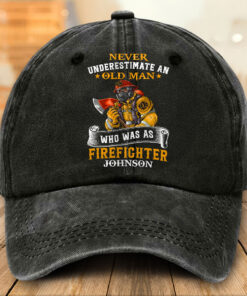 Personalized Firefighter Distressed Washed Cotton Printed Hat MQTO5220504