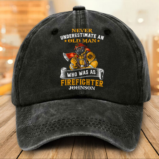 Personalized Firefighter Distressed Washed Cotton Printed Hat MQTO5220504