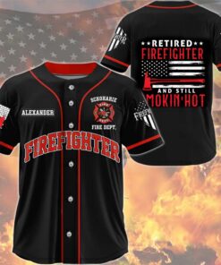 Retired Firefighter Baseball Jersey – Custom Name, Fire Dept Shirt for Veterans – Still Smokin' Hot Fireman Gift MQND5220505