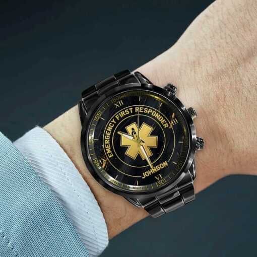 Custom EMS Metal Watch – Personalized Name Wristwatch for Emergency Medical Technicians MQND5240503 - Image 4