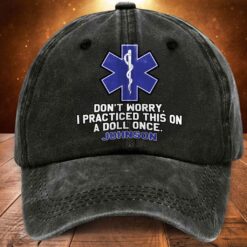 Personalized EMS Distressed Washed Cotton Printed Hat MQND5260501