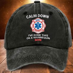 Personalized EMS Distressed Washed Cotton Printed Hat MQND5260502
