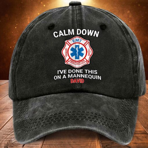 Personalized EMS Distressed Washed Cotton Printed Hat MQND5260502